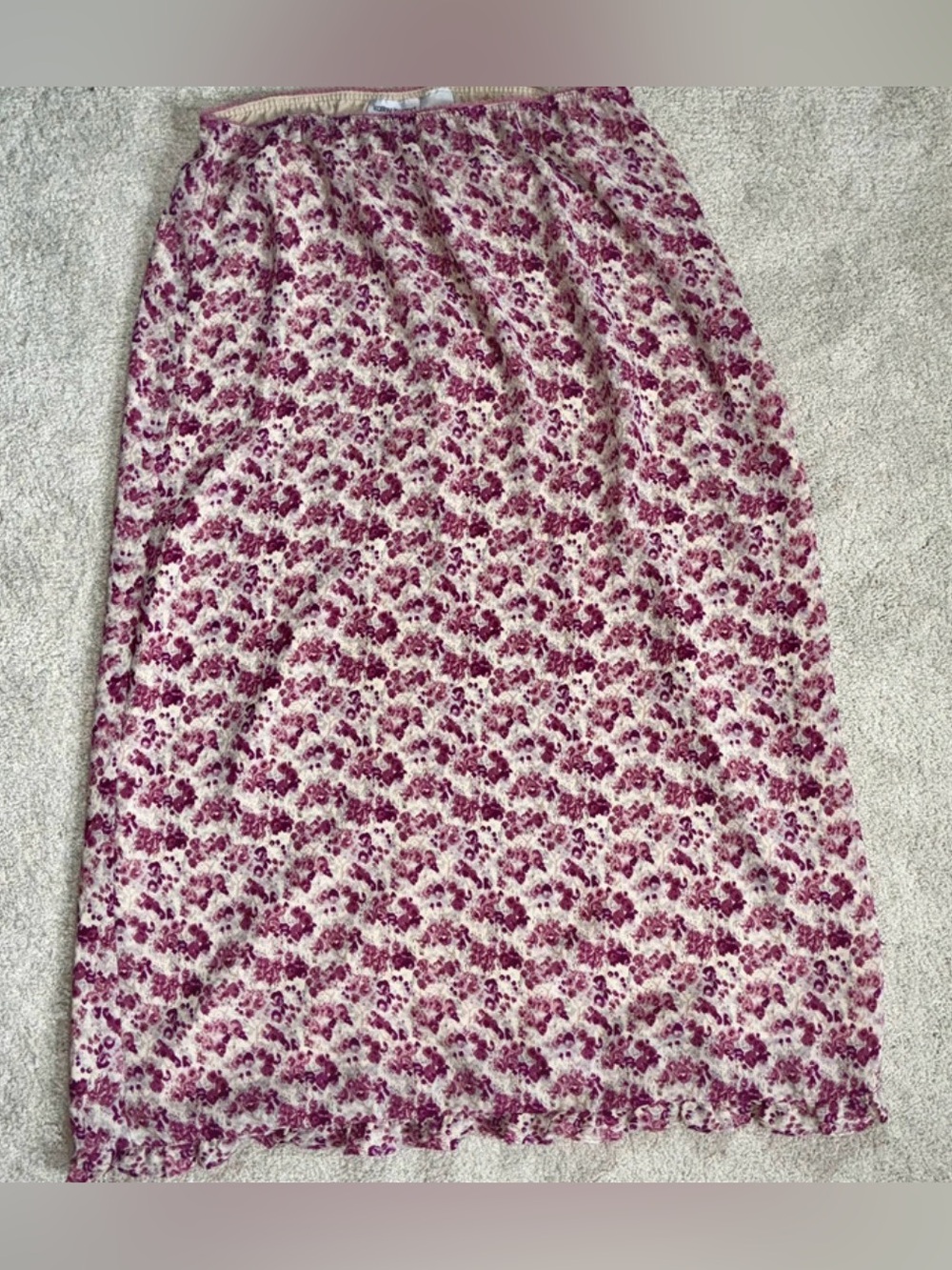 kathy ireland Pink and Cream Floral Maxi Skirt